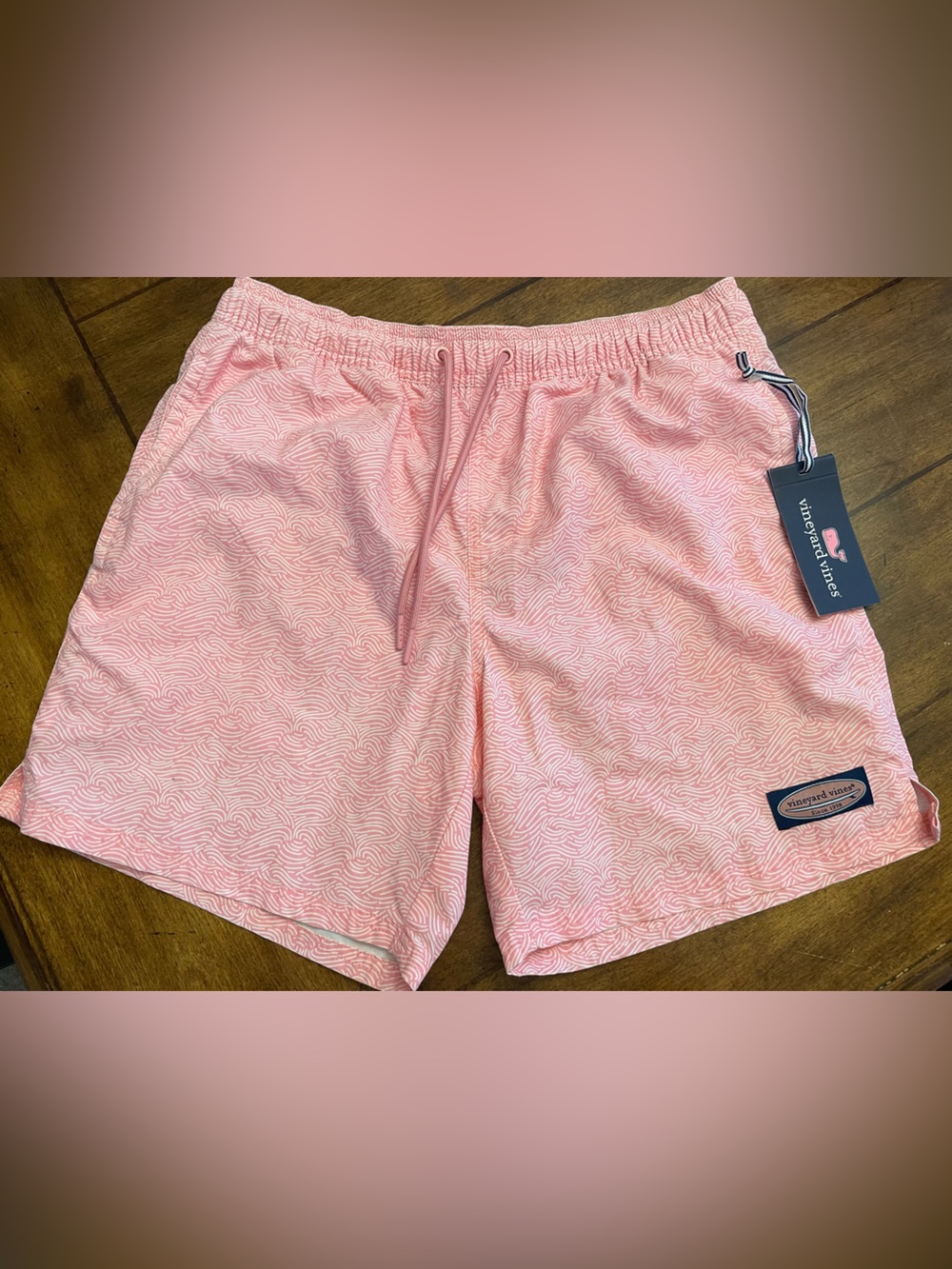 Vineyard Vines Men’s Light Pink Swirl Print Hybrid Shorts